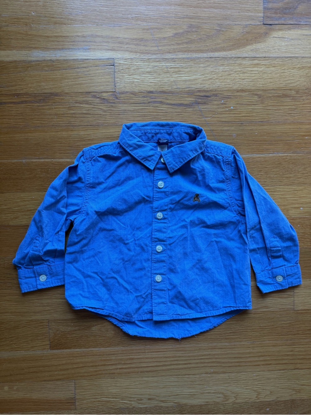 Baby Gap Blue Button Up Teddy Bear Shirt - Toddler 2T